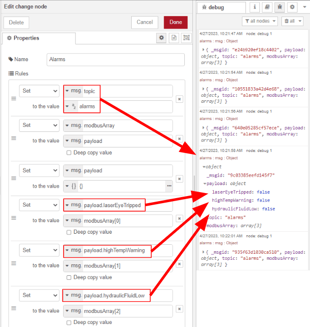 Configuring the Modbus node Configuring the Modbus node